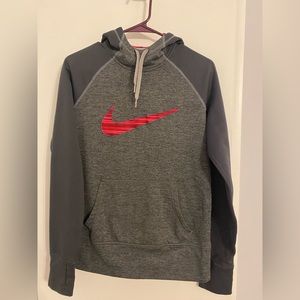 Nike hoodie gray with pink Nike symbol size medium women’s.